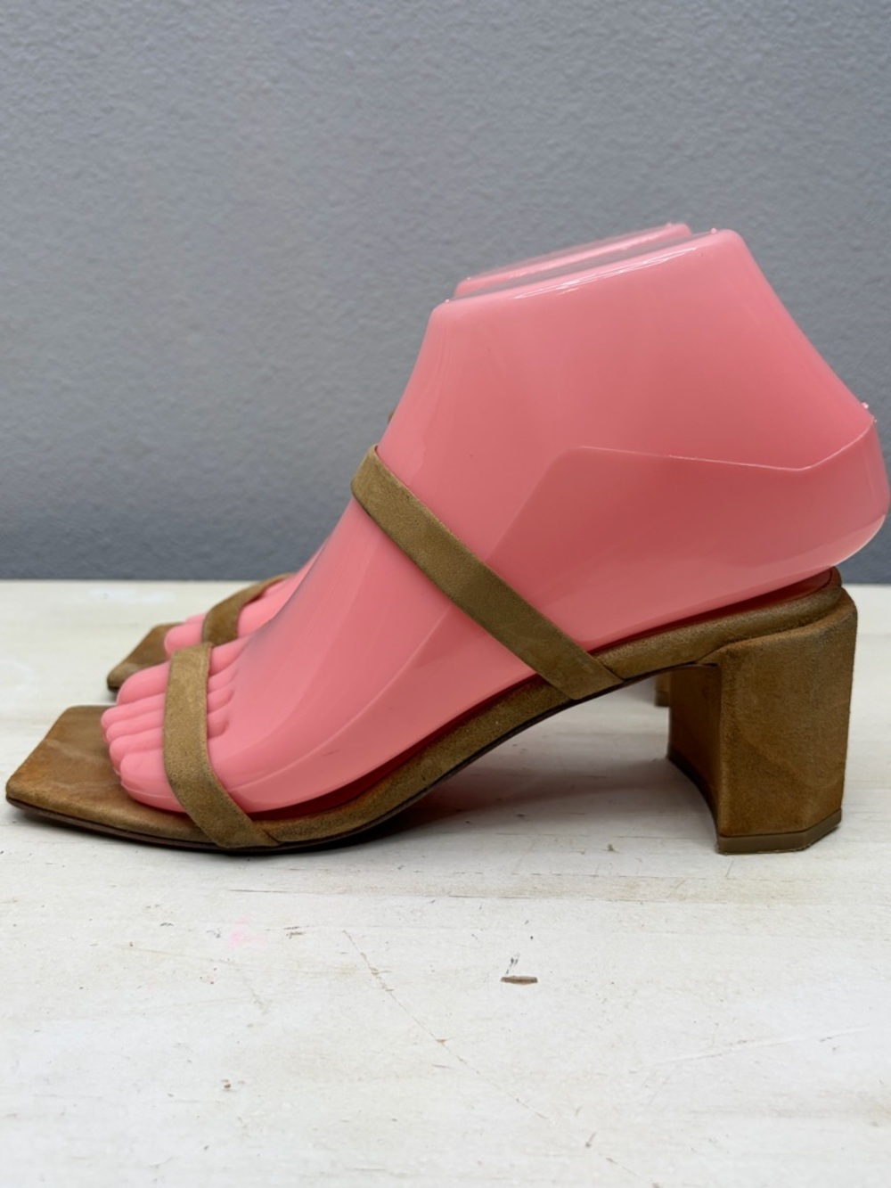 BY FAR Brown Suede Tanya Heeled Sandals Size 35